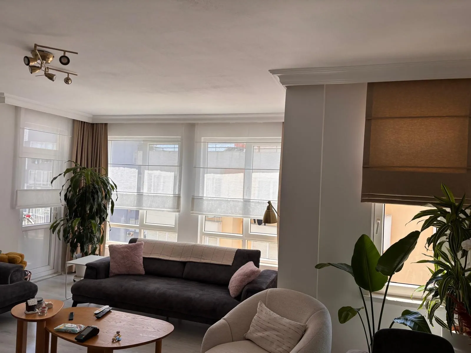 Salon — katlama tül ve fon perde — Pınar Perde Antalya